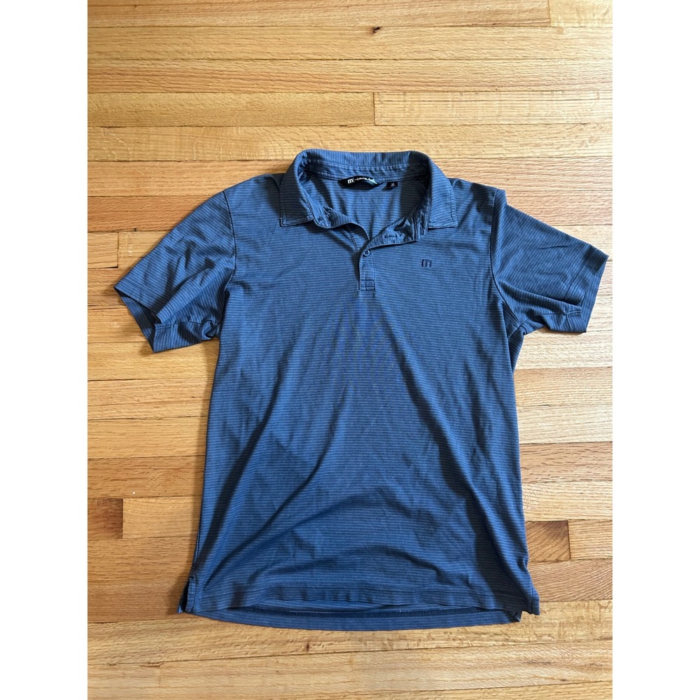 TravisMathew Mens Gray Striped Short Sleeve Golf Polo Shirt Size M